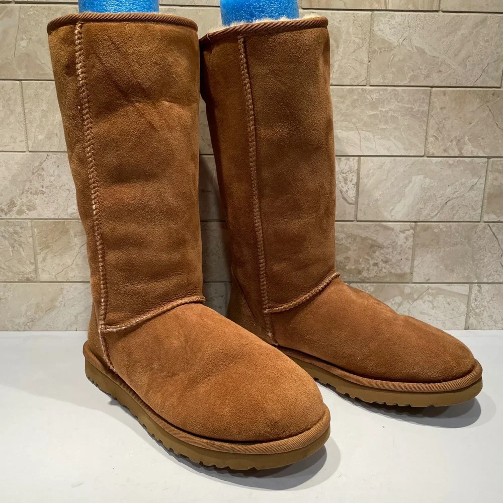 UGG Australia Classic Tall II Chestnut Brown Suede Sheepskin Boots 5815 Womens 9